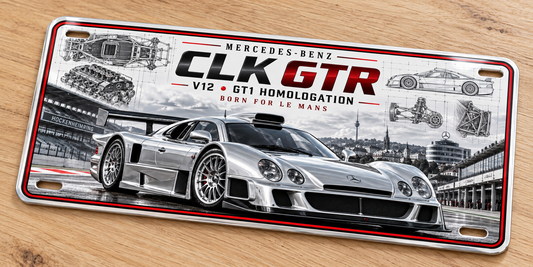 Mercedes CLK GTR metal wall sign, glossy Printed show plate