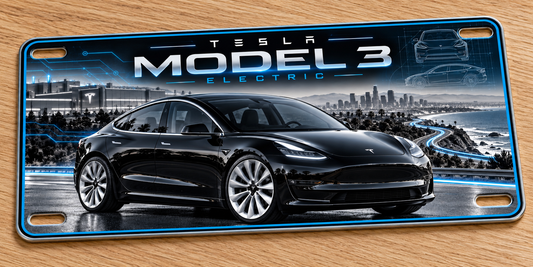 Tesla Model 3  metal wall sign, glossy Printed show plate - Free Postage