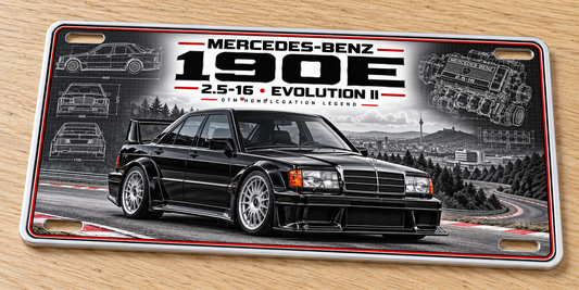 Mercedes 190E Evolution metal wall sign, glossy Printed show plate