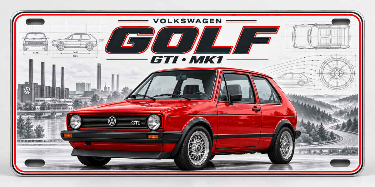 VW Golf Mk1 GTi metal wall sign, glossy Printed show plate