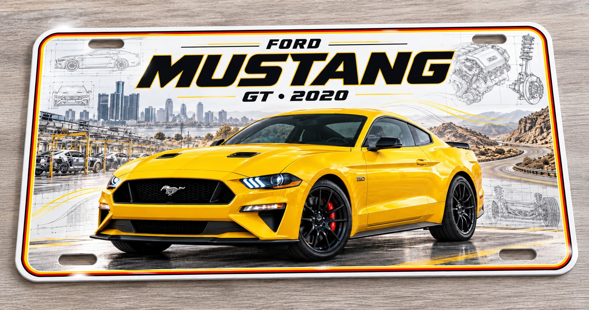 Ford Mustang GT metal wall sign, glossy Printed show plate