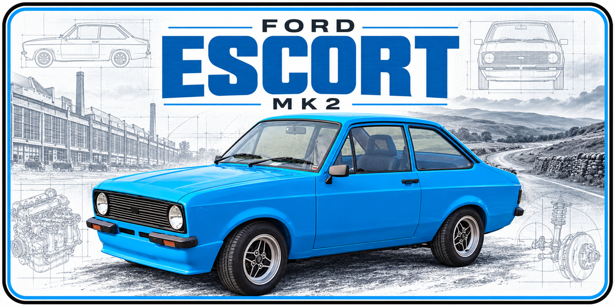 Ford Escort Mk.2 metal wall sign, glossy Printed show plate