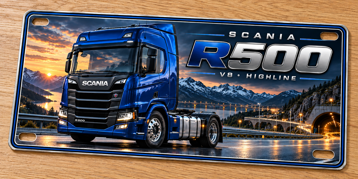 Scania R500 metal wall sign, glossy Printed show plate - Free Postage
