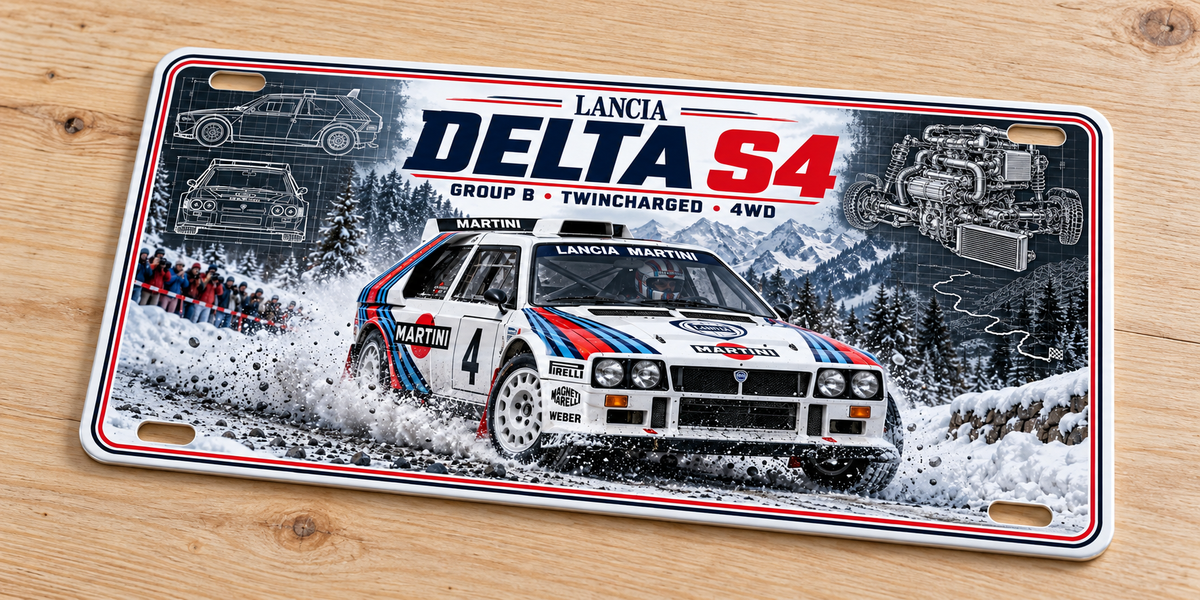 Lancia delta S4 rally edition metal wall sign, glossy Printed show plate