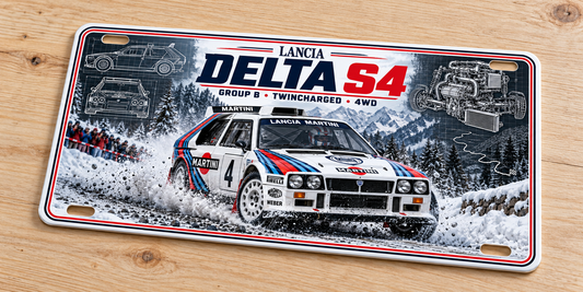 Lancia delta S4 rally edition metal wall sign, glossy Printed show plate