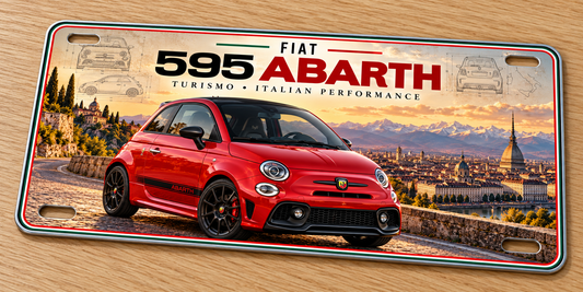 Fiat 595 Abarth metal wall sign,Printed show plate - Free postage