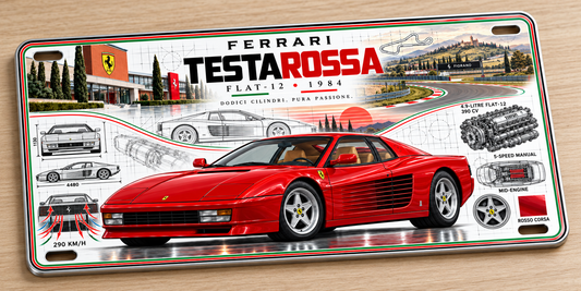 Ferrari Testarossa metal wall sign, glossy Printed show plate - Free Uk postage