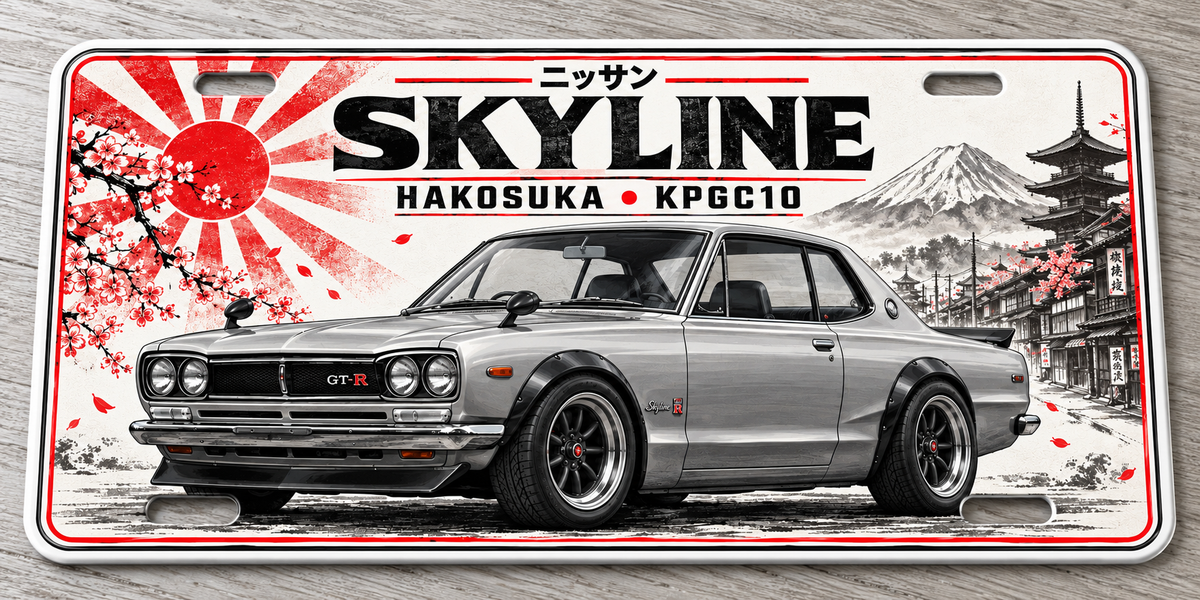 Nissan skyline hakosuka Japanese metal wall sign, glossy Printed show plate