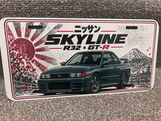 R32 Skyline GTR Japanese style metal wall sign, glossy Printed show plate