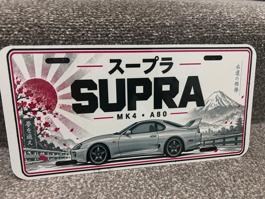 Toyota Supra Mk4 Japanese style metal wall sign, glossy Printed show plate