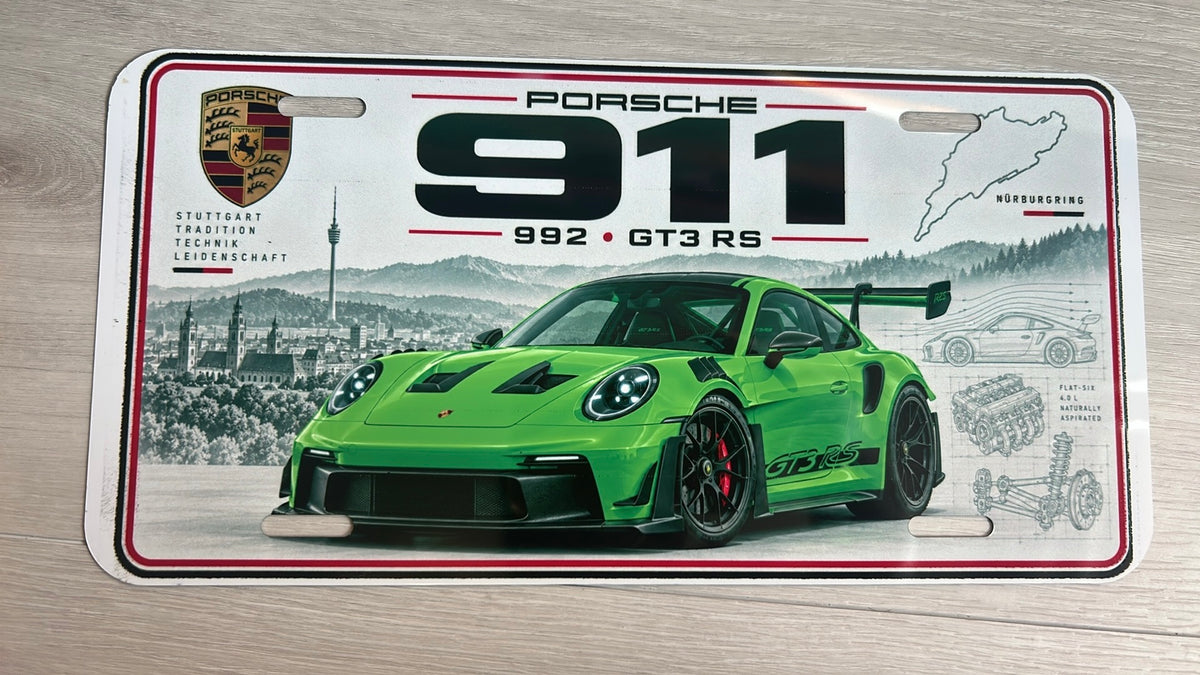 Porsche 911 GT3 RS  metal wall sign, glossy Printed show plate