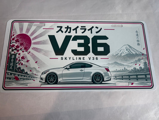 V36 Skyline coupe Japanese style metal wall sign, glossy Printed show plate