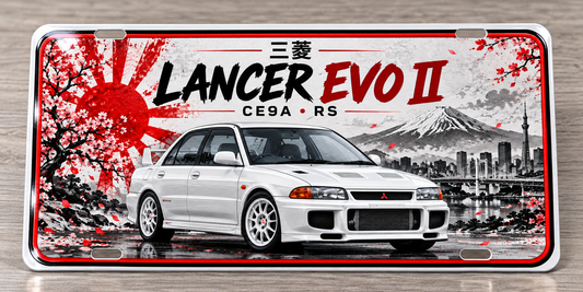 Lancer EVO RS 2 Japanese metal wall sign, glossy Printed show plate