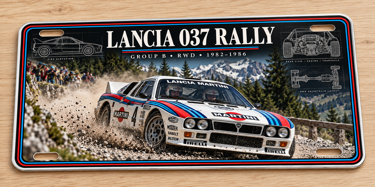 Lancia 037 Rally style metal wall sign, glossy Printed show plate - Free Postage