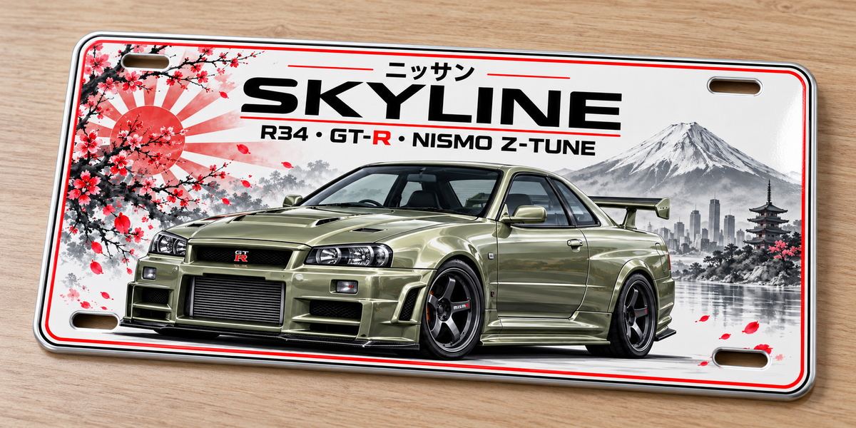 Nissan Skyline R34 GTR nismo z-tune wall sign, glossy Printed show plate