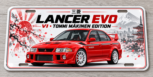 Lancer EVO TME Japanese metal wall sign, glossy Printed show plate