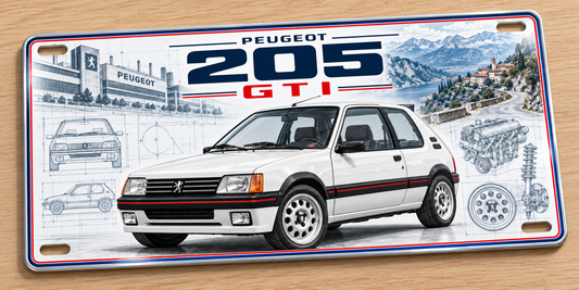 Peugeot 205 GTi metal wall sign, glossy Printed show plate - Free UK postage
