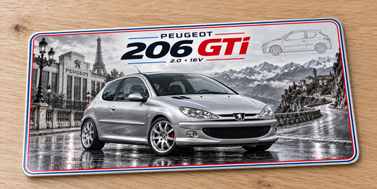 Peugeot 206 GTI  metal wall sign, glossy Printed show plate - Free Postage