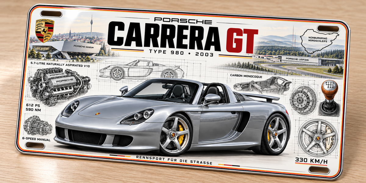 Porsche Carrera GT  metal wall sign, glossy Printed show plate