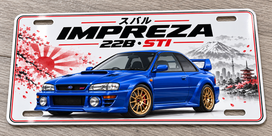 Subaru Impreza 22B  Japanese metal wall sign, glossy Printed show plate