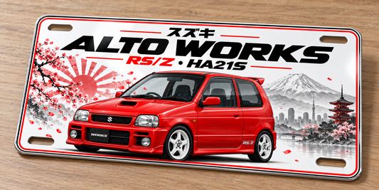Suzuki alto works RSZ Japanese metal wall sign, glossy Printed show plate - Free postage