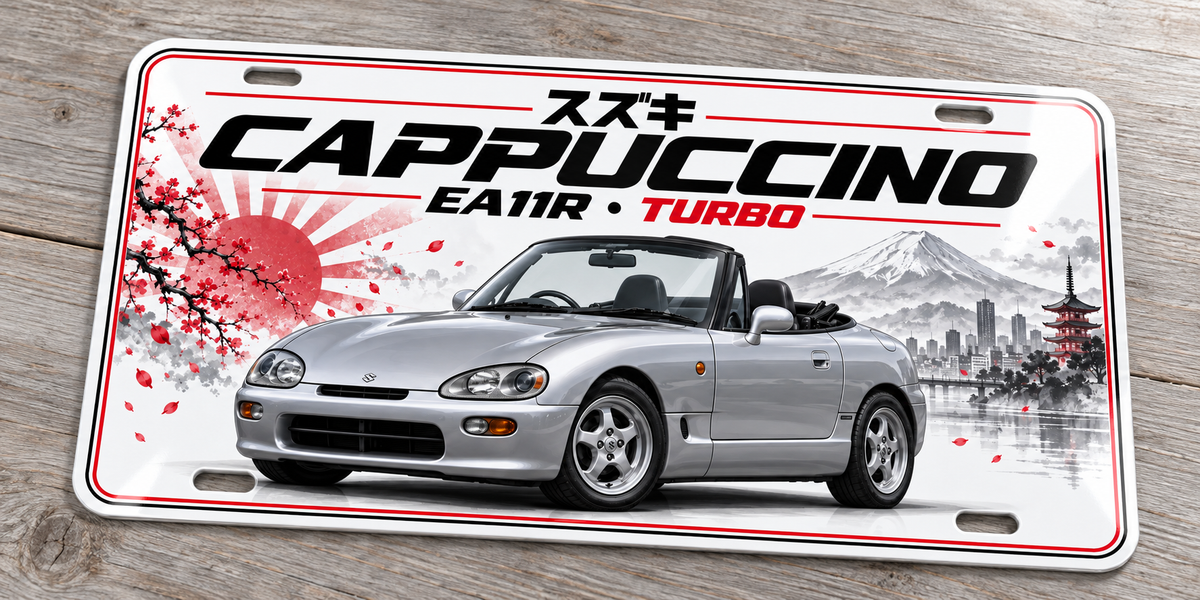 Suzuki cappuccino Japanese metal wall sign, glossy Printed show plate