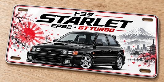 Toyota starlet Ep82 GT Turbo Japanese metal wall sign, glossy Printed show plate - Free Uk postage